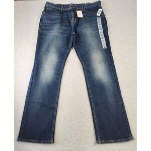 NWT Old Navy Straight Leg Denim Jeans Mens Size 38x32 Dark Blue - Built In Flex